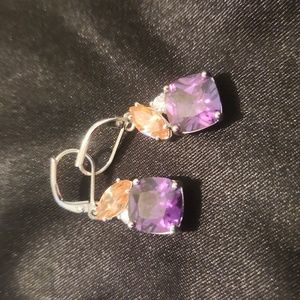 925S.S AMETHYST, TOPAZ AND CZ BEAUTIFUL DROP EARRINGS